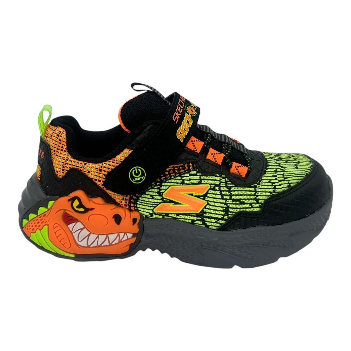 SKECH-O-SAURUS DINO LIGHTS BLACK ORANGE