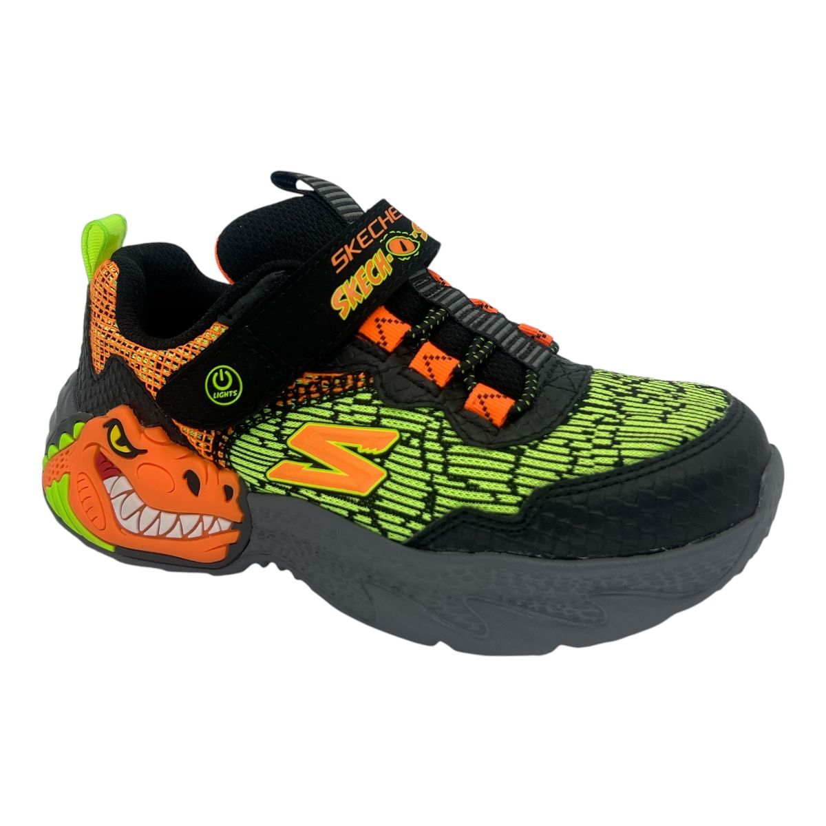 SKECH-O-SAURUS DINO LIGHTS BLACK ORANGE